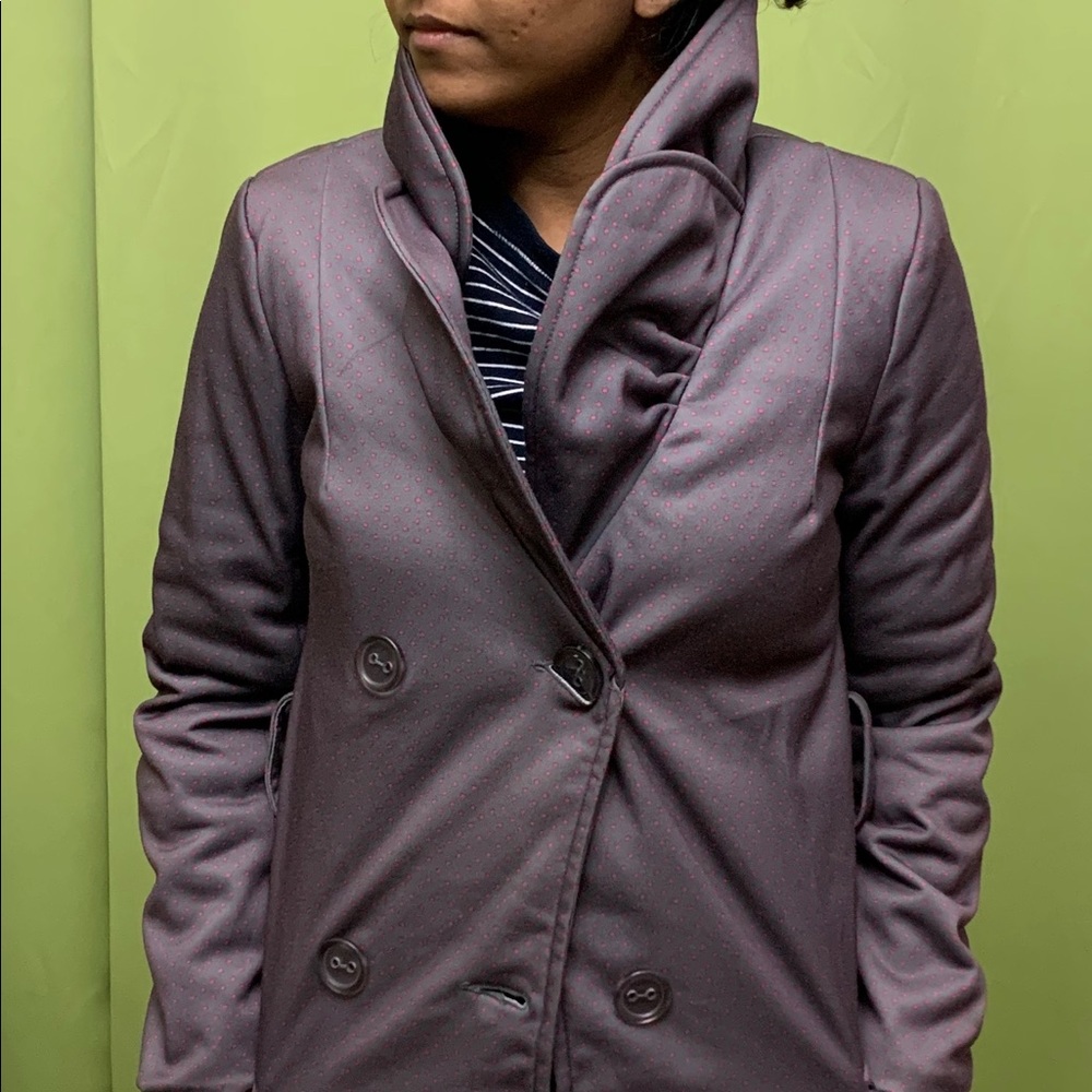 Beautiful gray jacket with pink polka dots